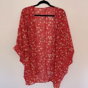 Red floral kimono
